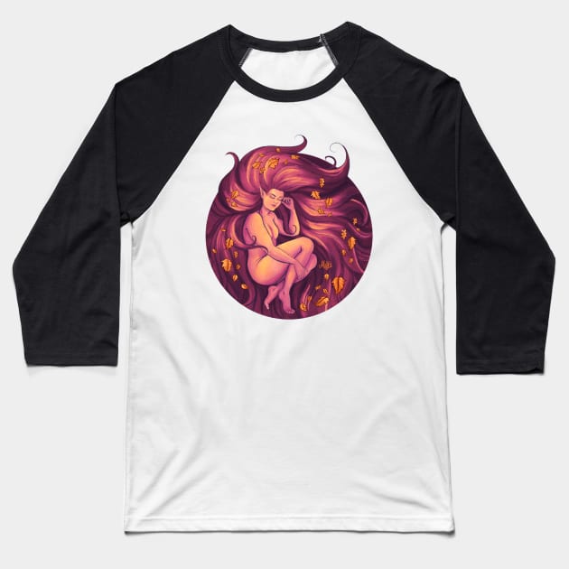 Nature Goddess - Autumn Baseball T-Shirt by Molly11